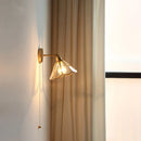 Helnys Copper Glass LED Wall Light with Pull Chain Switch, Modern Nordic Wall Sconce
