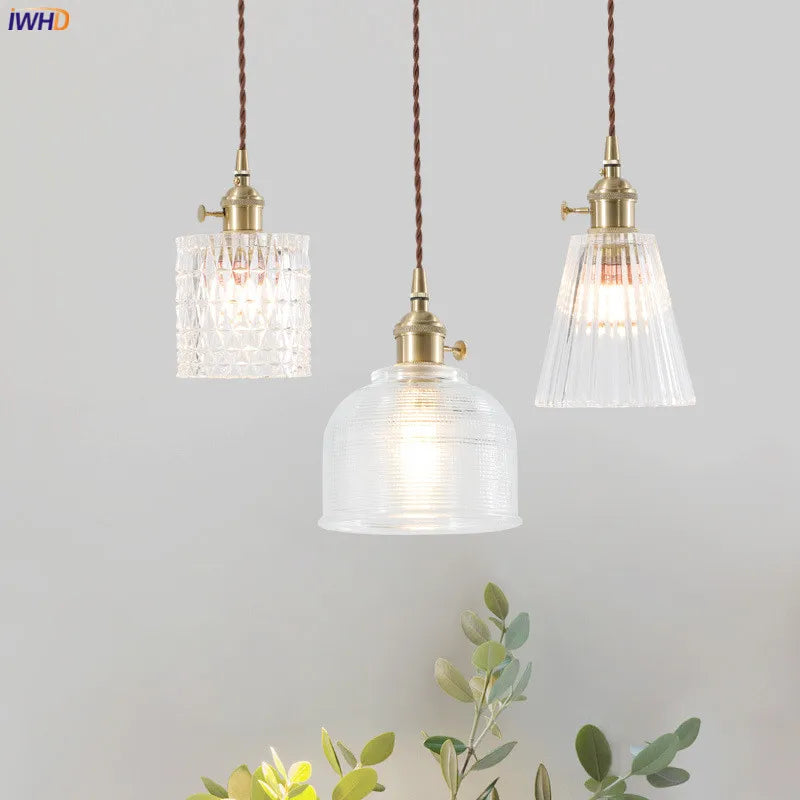 Helnys Glass Pendant Lights Bar Cafe Living Room Edison Industrial Vintage Lamp