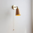 Helnys Nordic LED Wall Light Pull Chain Switch Walnut Sconce