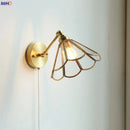 Helnys Nordic Copper Glass LED Wall Light with Pull Chain Switch