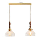 Helnys Green Glass LED Pendant Light with Wood Handle & Copper Socket