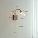 Helnys Clear Glass LED Wall Light with Pull Chain Switch - Modern Nordic Wall Lamp