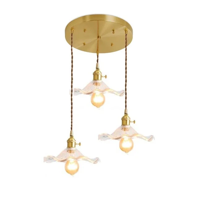 Helnys Glass Copper Pendant Light Nordic Style LED Hanging Lamp Fixtures