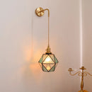 Helnys Copper LED Wall Lights Fixtures Switch Stair Light Glass Wall Lamp Sconce