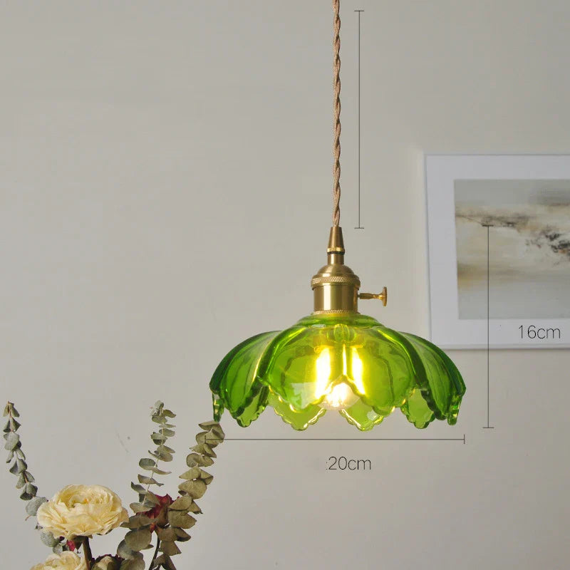 Helnys Flower Glass LED Pendant Light: Nordic Modern Hanging Lamp for Bedroom & Dining Room