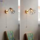 Helnys Green Glass LED Wall Lights with Pull Chain Switch