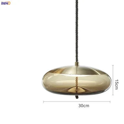 Helnys Nordic Glass LED Pendant Light Fixture Modern Dining Room Hanging Lamp