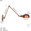 Helnys Antique Edison Wall Sconce Swing Arm Wall Light - Black, 3 Heads