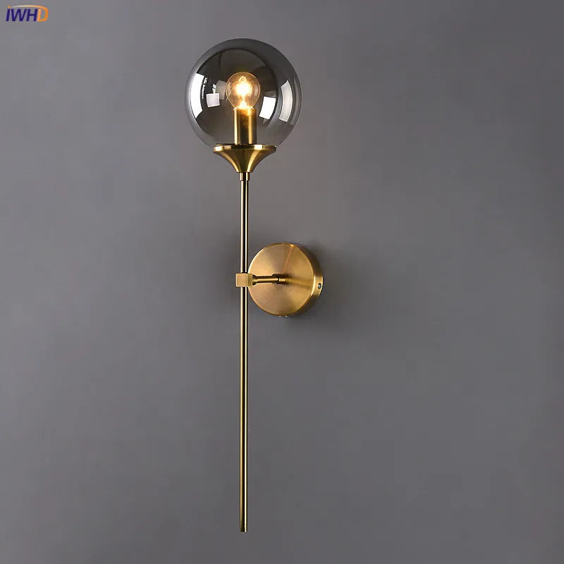 Helnys Nordic Glass Ball LED Wall Lamp for Bedroom and Bathroom