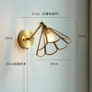 Helnys Copper Glass Wall Lamp Sconce - LED Pull Chain Switch for Home Bathroom Mirror