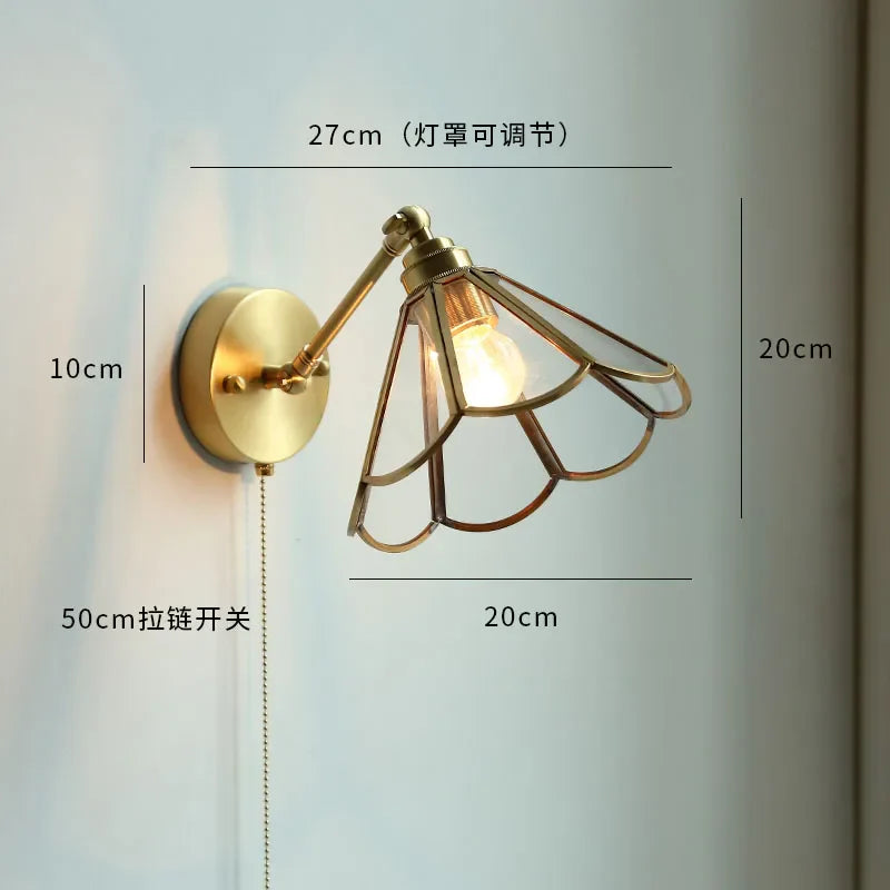 Helnys Glass LED Mirror Light Pull Chain Switch Wall Sconce_Luminaria