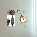 Helnys Vintage Wall Lamp with Pull Chain and Wood Base