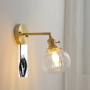 Helnys Nordic Copper Glass Ball Wall Lamp with Knob Switch for Bathroom Mirror