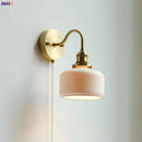 Helnys Nordic Ceramic Wall Lamp with Pull Switch and LED Light