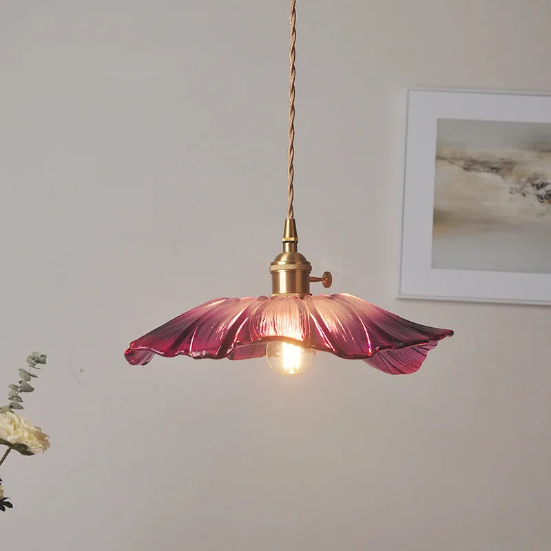 Helnys Nordic Purple Glass LED Pendant Light - Modern Hanging Luminaria