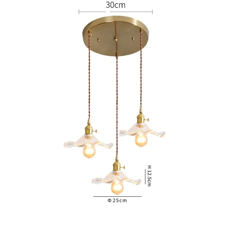 Helnys Nordic Green Glass LED Pendant Light with Copper Knob Switch