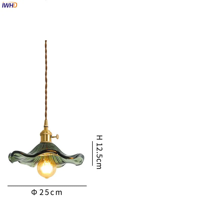 Helnys Glass Copper Pendant Light Nordic Style LED Hanging Lamp Fixtures