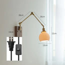 Helnys Copper Swing Arm Wall Lamp Sconce - LED Bedroom Living Room Light