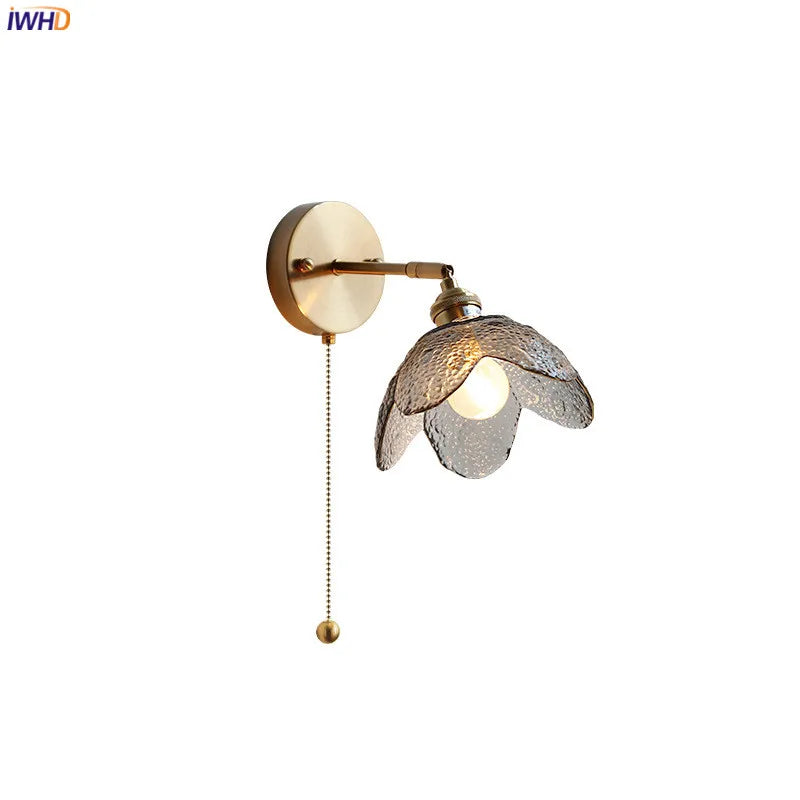 Helnys Gray Glass LED Bathroom Mirror Light Copper Wall Sconce Modern Nordic Lamp