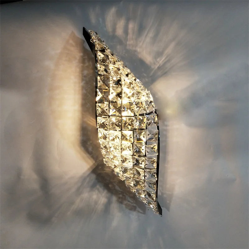Modern LED Crystal Wall Sconce With 2 Lights by Helnys