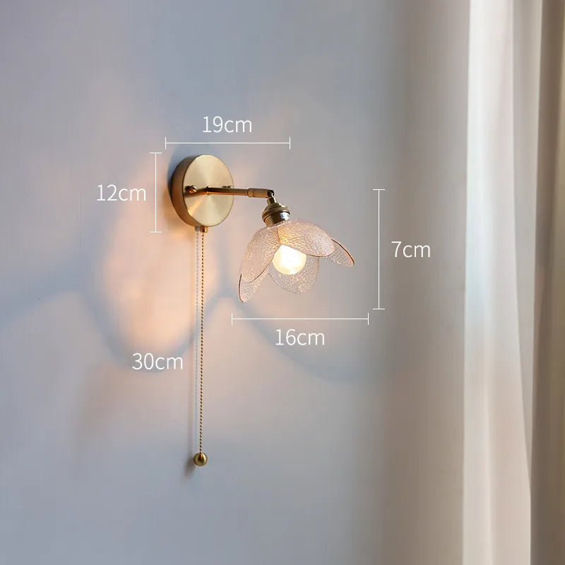 Helnys Gray Glass LED Bathroom Mirror Light Copper Wall Sconce Modern Nordic Lamp