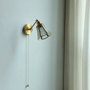 Helnys Nordic Copper Glass LED Wall Light with Pull Chain Switch