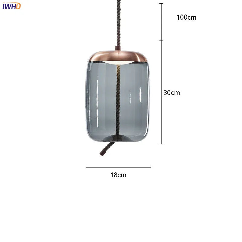 Helnys Nordic Glass LED Pendant Light Fixture Modern Dining Room Hanging Lamp