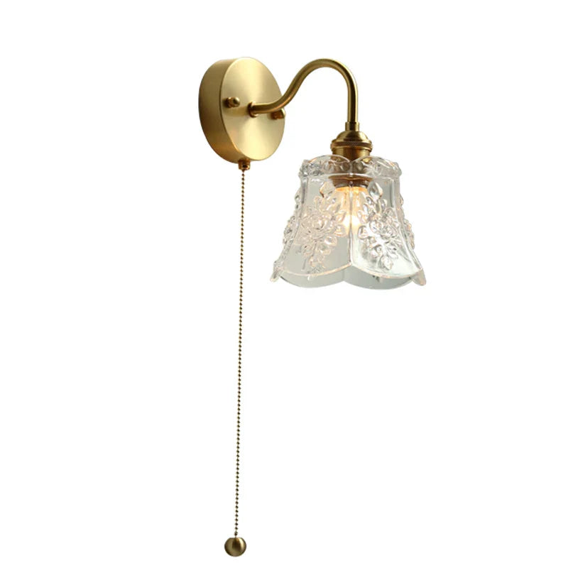 Helnys Glass LED Mirror Light Pull Chain Switch Wall Sconce_Luminaria