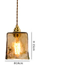 Helnys Vintage Wood Copper Pendant Lights Amber Glass Japanese Style LED