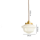 Helnys White Glass LED Pendant Light - Japanese Style Nordic Copper Hanging Lamp