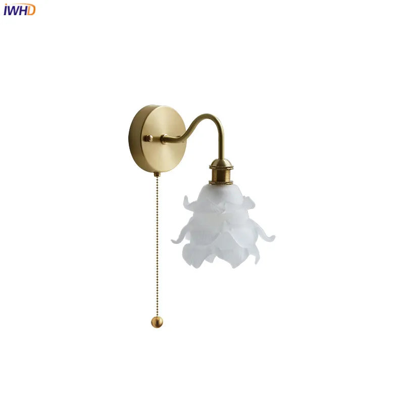 Helnys Flower Glass Copper Wall Sconce LED Light Nordic Modern Wandlamp