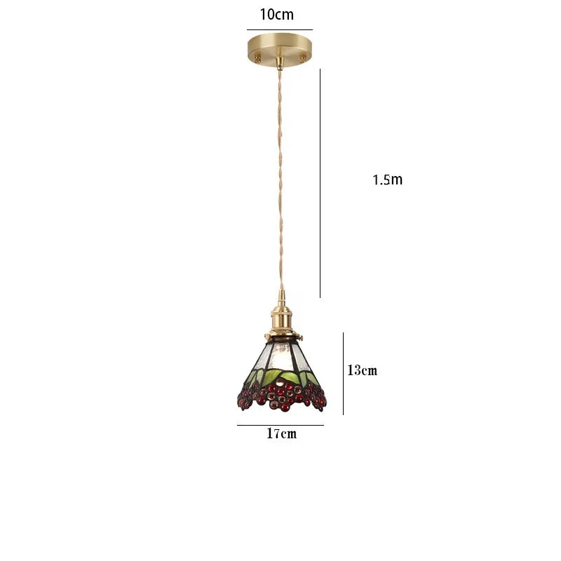 Helnys Nordic Copper LED Glass Pendant Lamp for Cafe Bedroom Restaurant