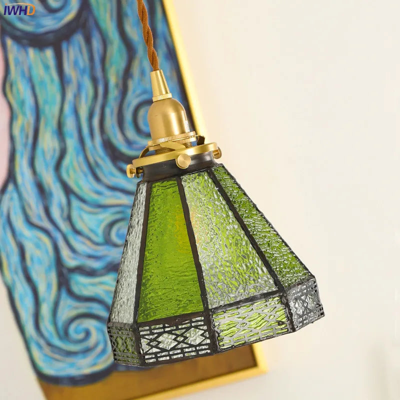 Helnys Nordic Glass Copper Pendant Lamp for Bedroom Living Room Decor