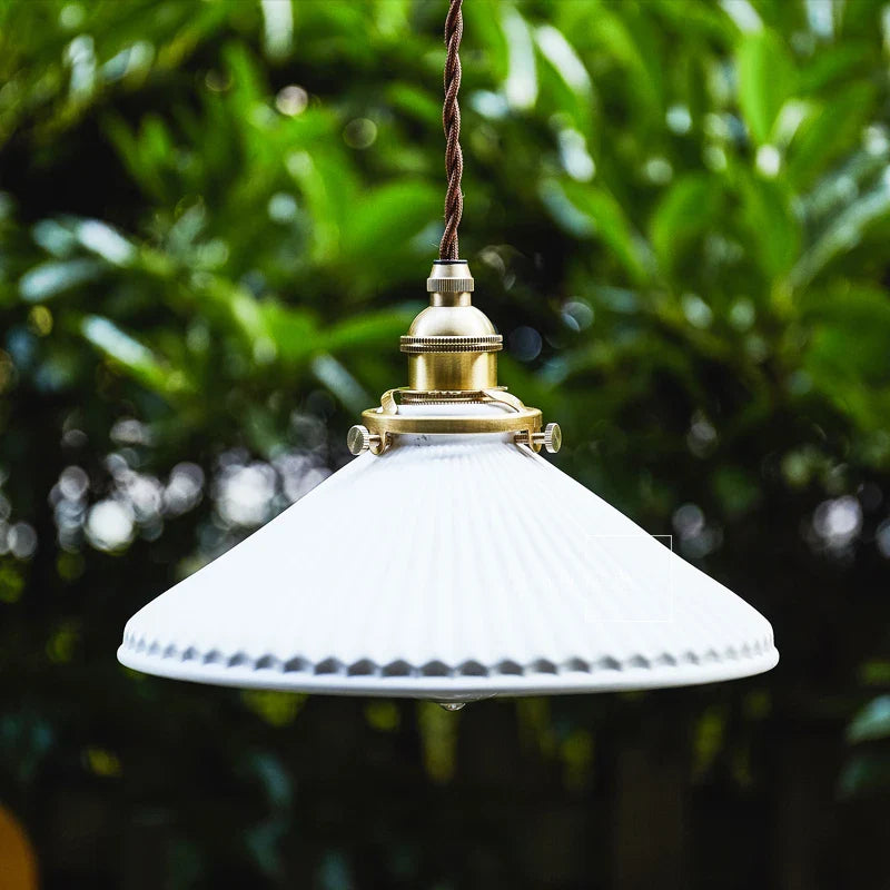 Helnys White Ceramic Brass Pendant Lights for Restaurant Bedroom - Nordic Style