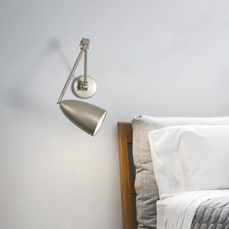 Helnys Nordic Swing Arm Wall Lamp for Bedroom Study Living Room Lighting
