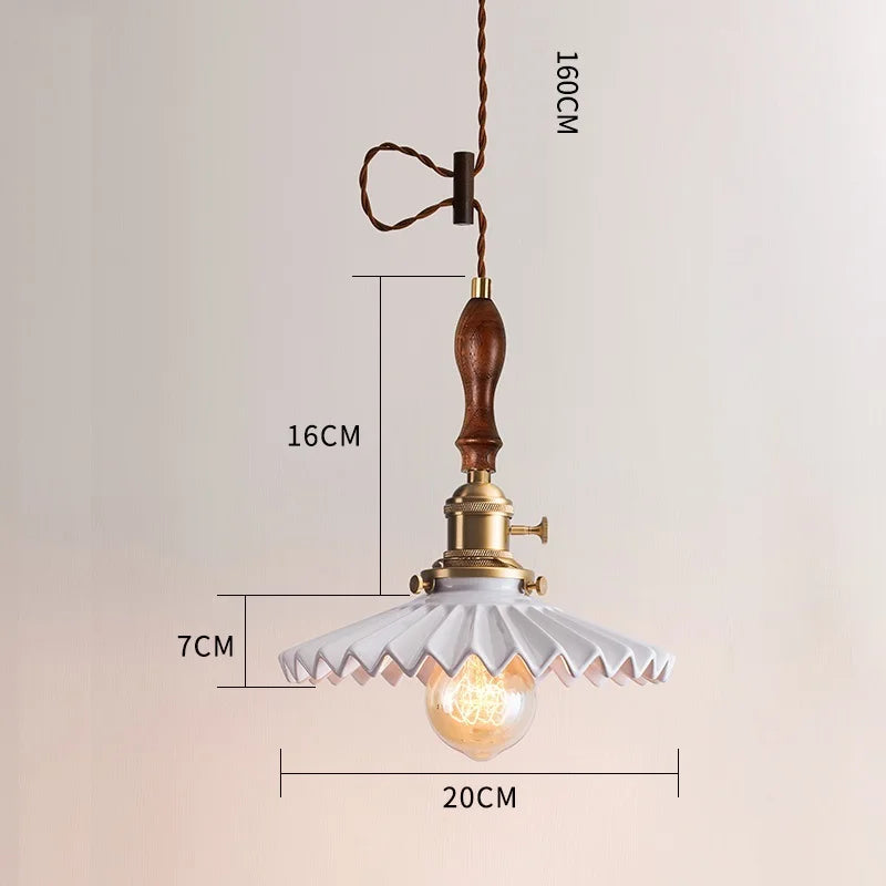 Helnys Ceramic Pendant Lights Wooden Copper Modern Nordic Luminaria