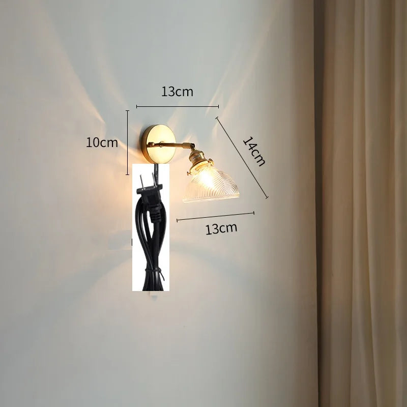 Helnys Green Glass LED Wall Lights - Pull Chain Switch, Adjustable Up And Down