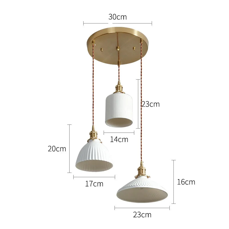 Helnys Ceramic LED Pendant Light - Modern Copper Hanging Lamp