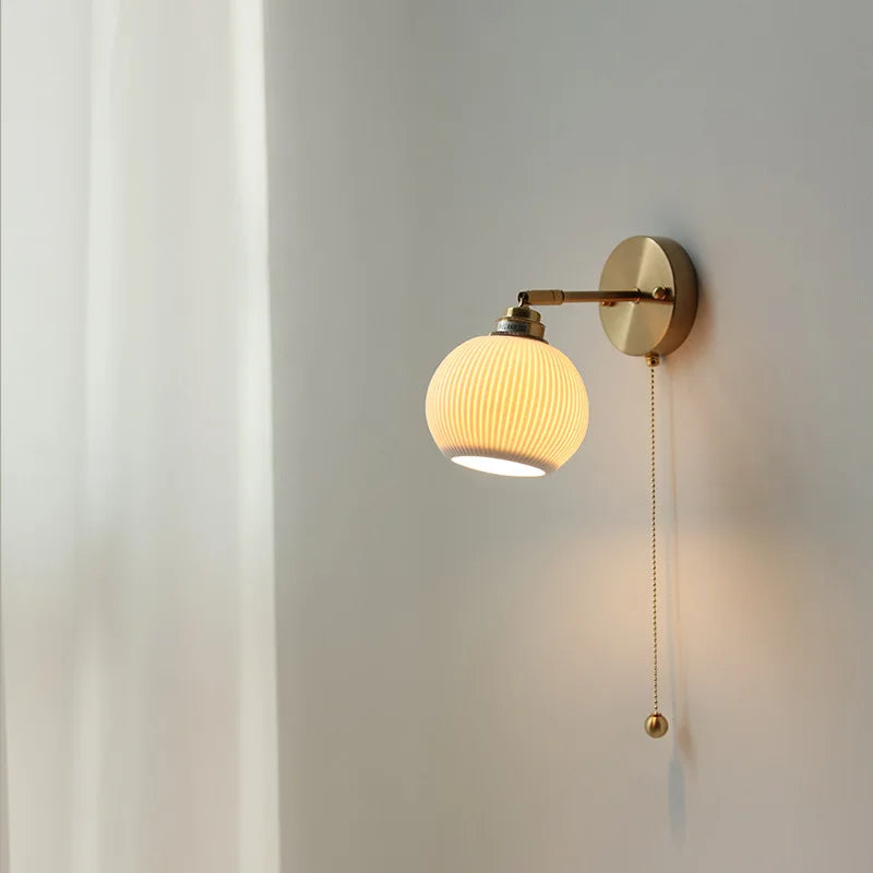 Helnys Copper LED Wall Light with Pull Chain Switch