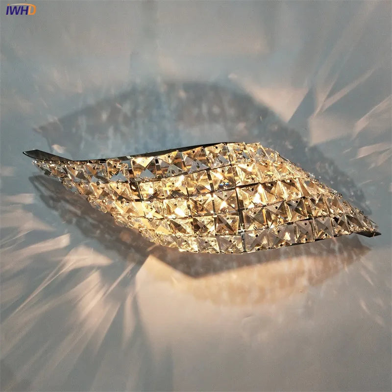 Helnys Crystal Wall Lamp for Living Room Bathroom LED Light Fixtures