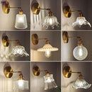 Helnys Copper Glass LED Wall Lamp Switch Japanese Nordic Style Bedroom Bathroom Mirror