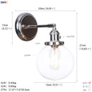 Helnys Amber Glass Ball LED Wall Lamp for Home Bedroom Stair Mirror Switch