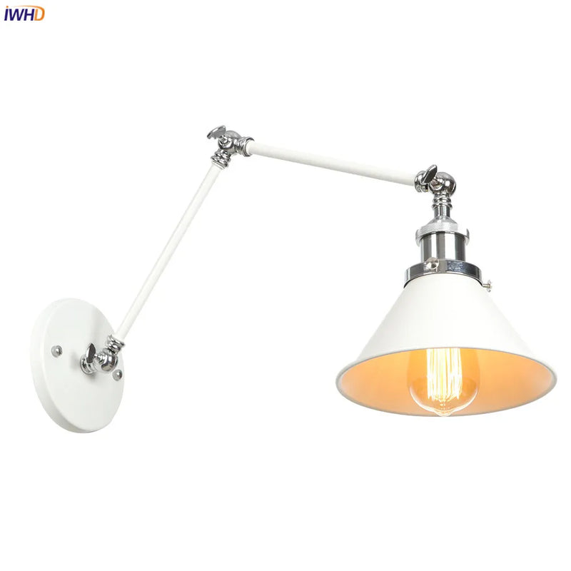 Helnys Swing Arm Wall Lamp Vintage Industrial Style with Edison Bulb