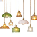 Helnys Copper Glass LED Pendant Lamp Switch Amber Nordic Hanging Lights