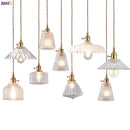 Helnys Nordic Copper LED Glass Pendant Light for Bedroom, Restaurant, Bar, and Cafe