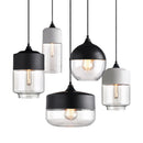 Helnys Modern Nordic LED Pendant Light Fixture with Wood Color Glass