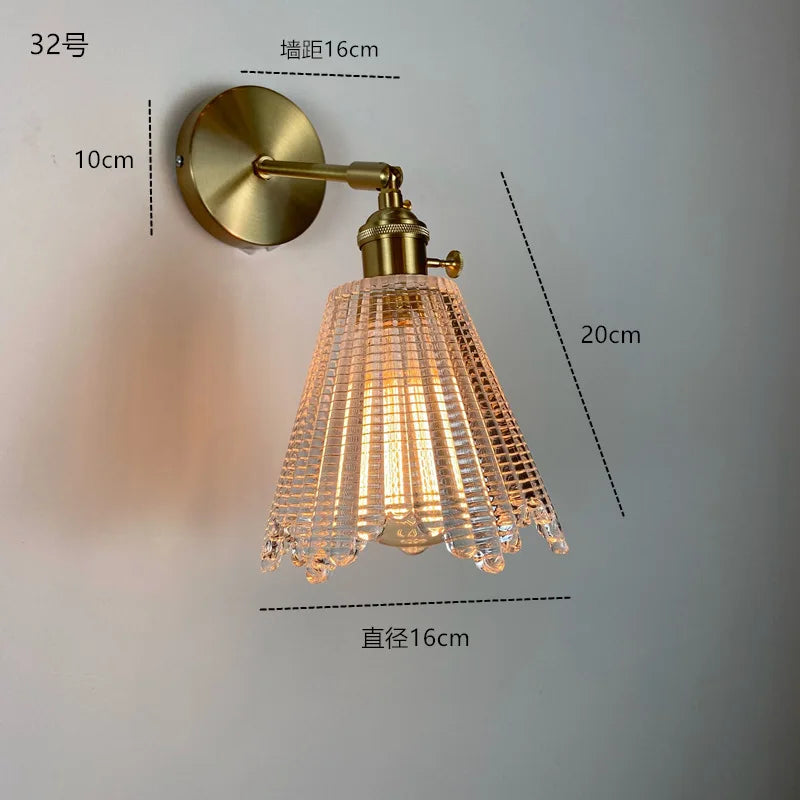 Helnys Green Glass Copper Wall Sconce Modern Nordic Luminaria Lighting