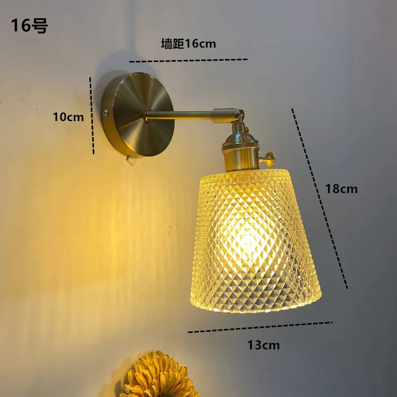 Helnys Green Glass Copper Wall Sconce Modern Nordic Luminaria Lighting