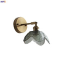 Helnys Glass LED Wall Light Switch Pure Copper Bedroom Living Room Lamp