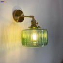 Helnys Green Glass Copper Wall Sconce Modern Nordic Luminaria Lighting